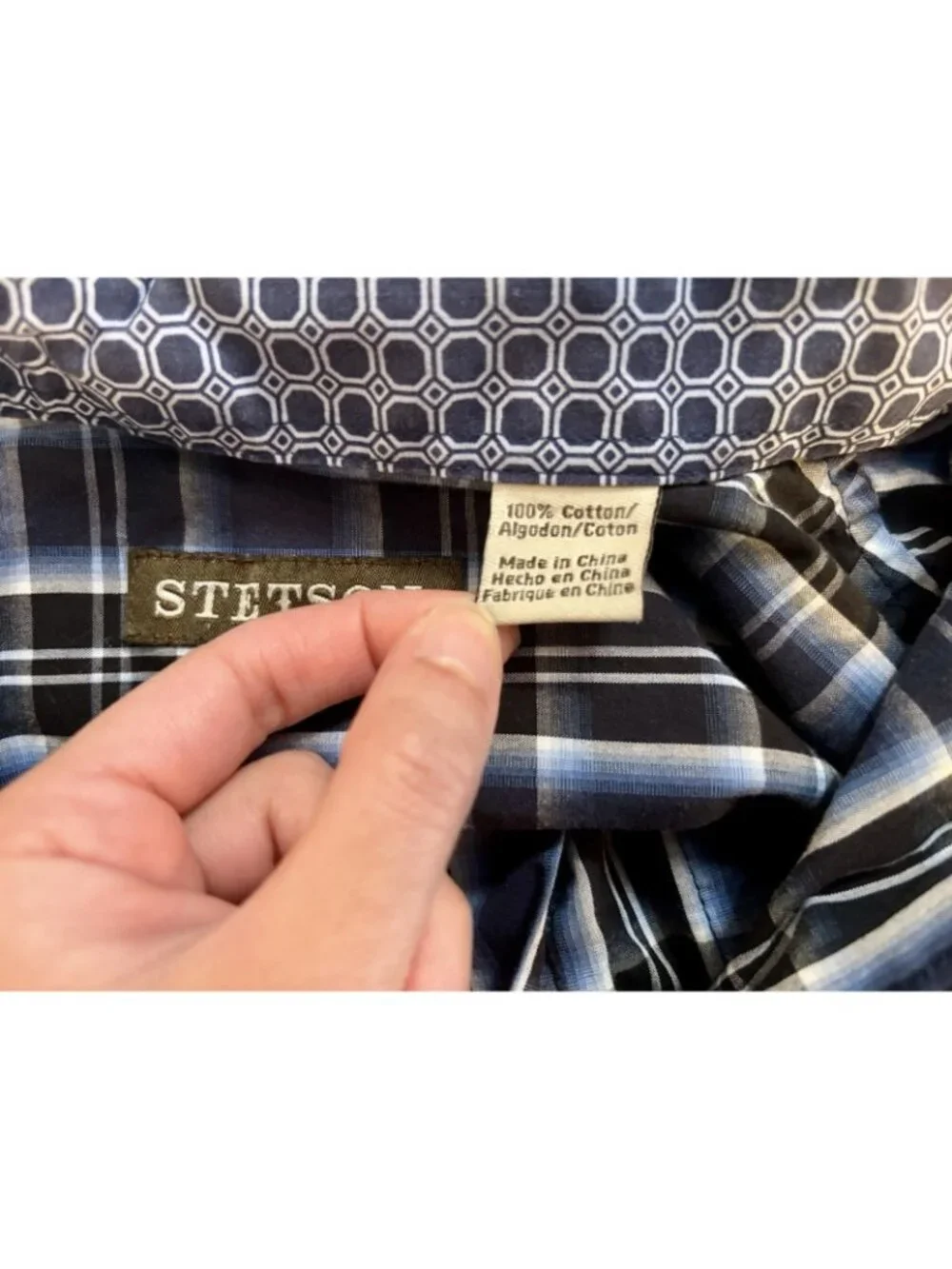 Stetson Blue Flip Cuff Button Down Shirt Sz Medium 100% Cotton